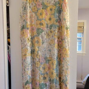 ASOS Edition- pastel floral print and sequin midi skirt